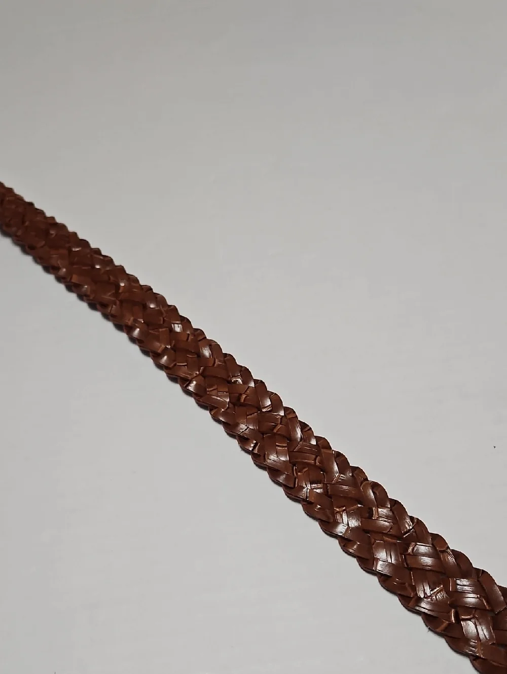 Women's Braided Brown Leather Belt with Round Silver Buckle Size M/L